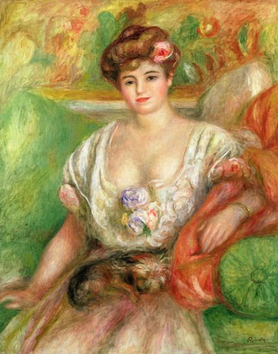 Misia Sert (1872-1950) with a Lap Dog, c.1906 by Pierre Auguste Renoir